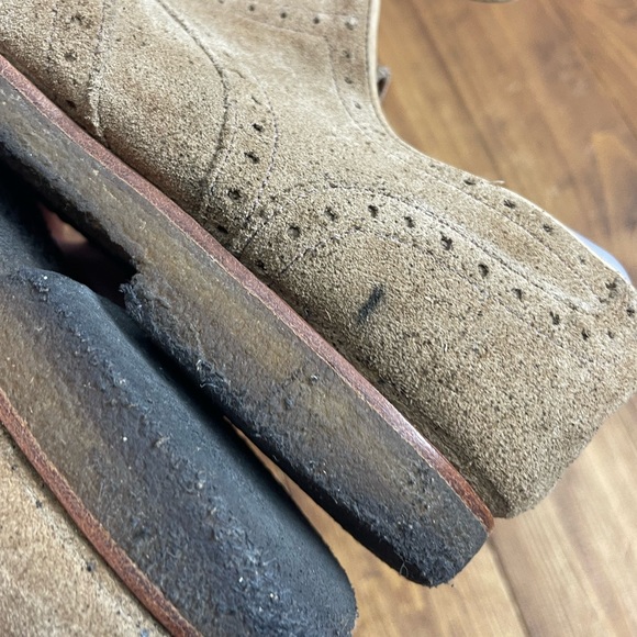 Peter Millar suede tan wingtip Oxford shoes gum soles Mens size 11 - Picture 8 of 10